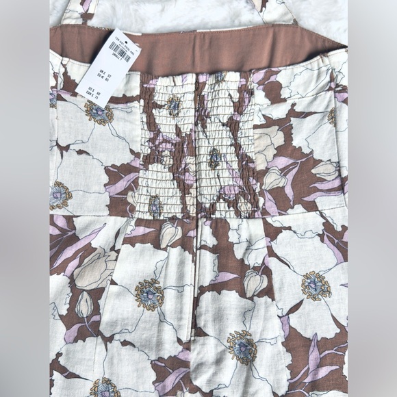 NWT A&F light brown floral print Halter Linen-Blend Mini Dress - Picture 6 of 12